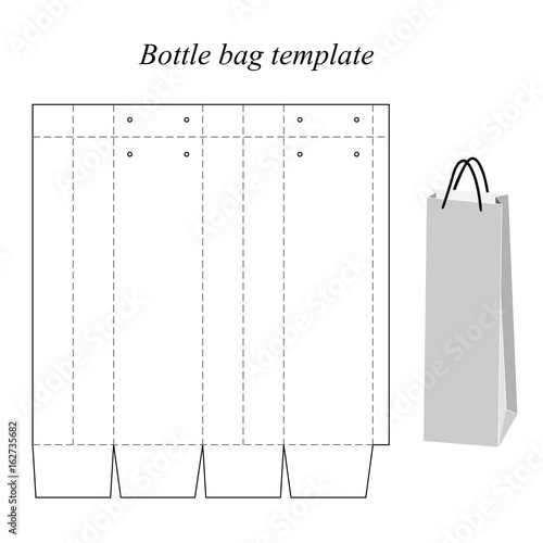 Bottle bag template, vector, isolated on white background