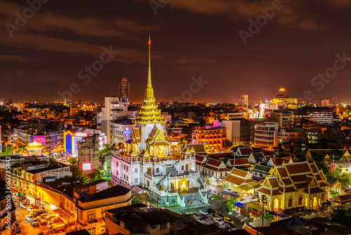 Wat Trai Mitr at night light in Bangkok Thailand