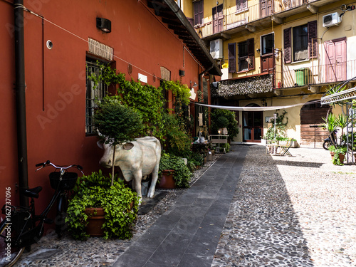 una corte lombarda con una porzione di cortile photo