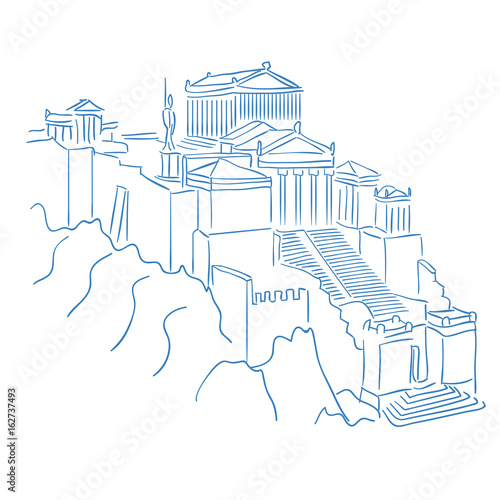 Acropolis Hill In Athens Hand Drawn Landmark - Greece Parthenon Sketch  Royalty Free SVG, Cliparts, Vectors, and Stock Illustration. Image 21291483.