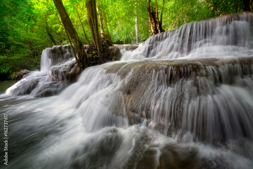 Huay Mae Kamin Waterfall, beautiful waterfall in autumn forest, Kanchanaburi province, Thailand © tope007
