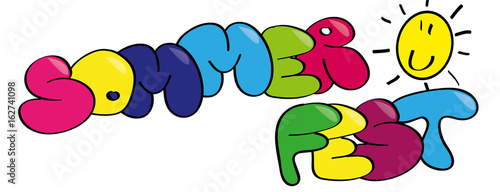 Sommerfest Kinderzeichnung Banner Bubble Schriftzug