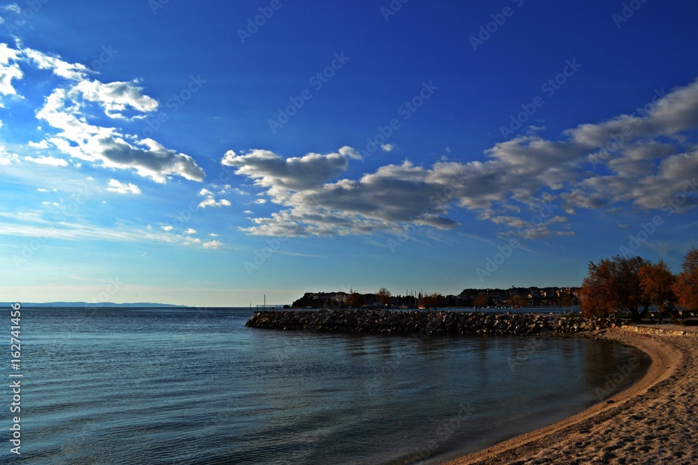 panoramic sea view, beach scene