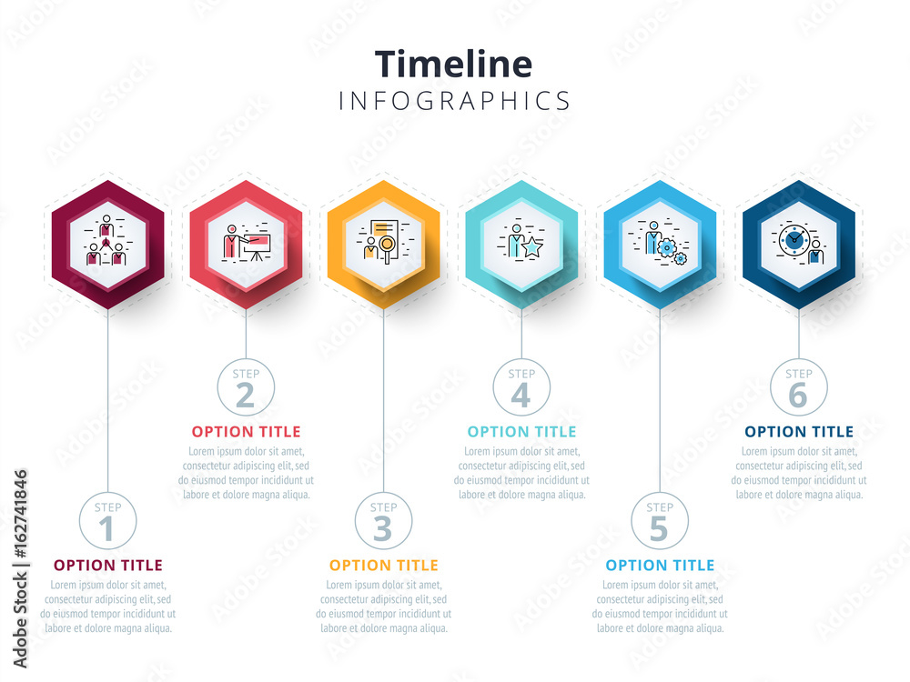 Business 6 step process chart infographics with step circles. Bright corporate graphic elements. Company presentation slide template. Modern vector info graphic layout design. Business 6 step process chart infographics with step circles. Bright corporate graphic elements. Company presentation slide template. Modern vector info graphic layout design.