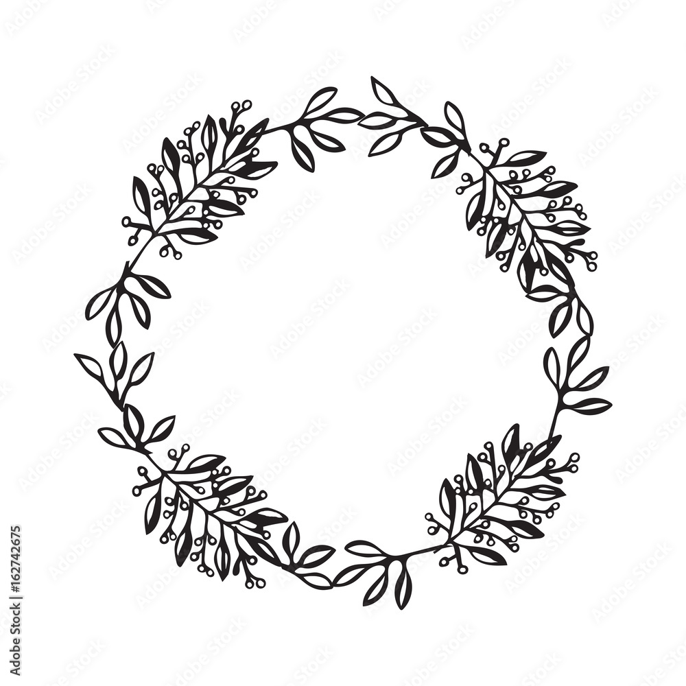 Hand drawn wreath. Floral design Hand drawn wreath. Floral design