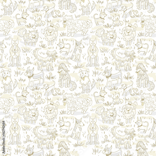 dogs outdoor seamless vector pattern