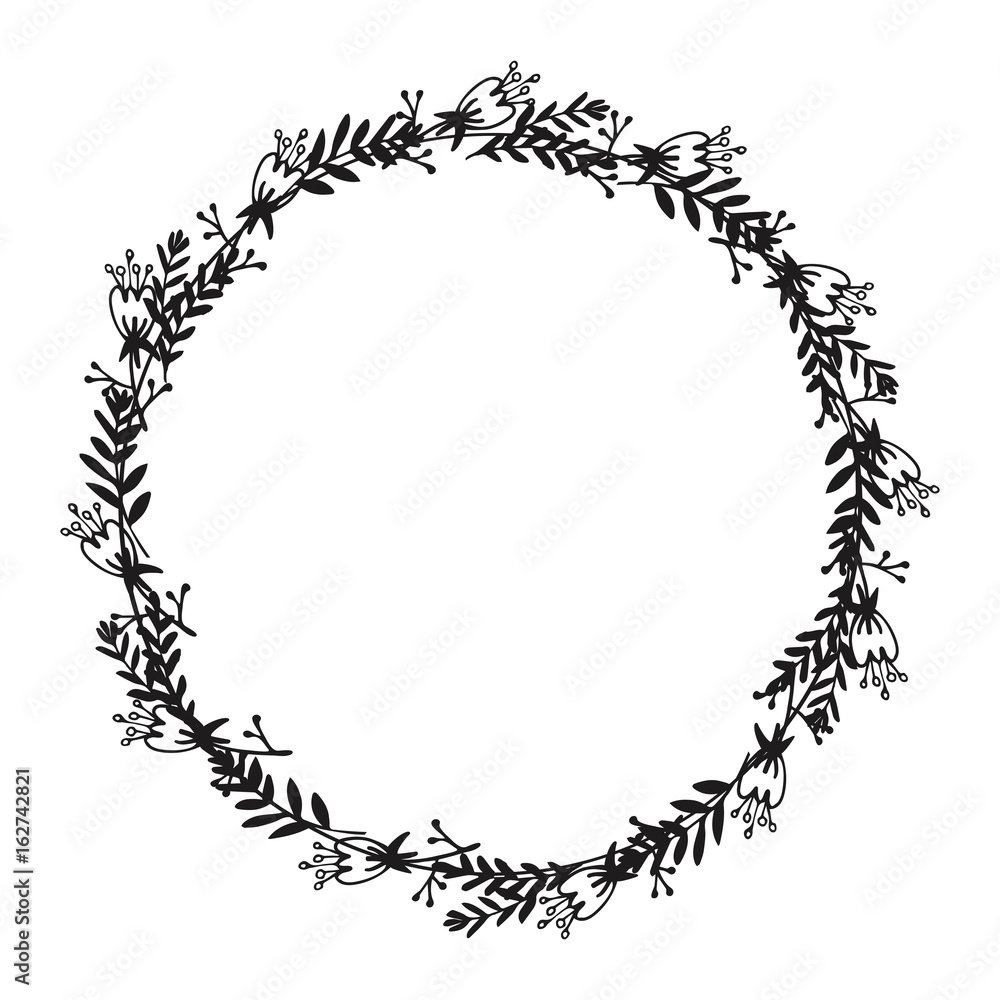 Hand drawn wreath. Floral design Hand drawn wreath. Floral design