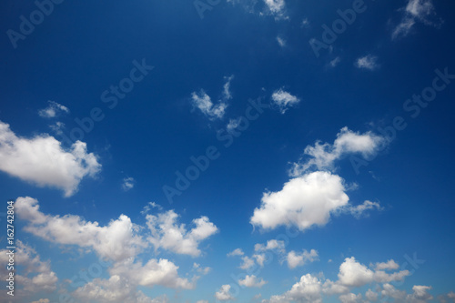 A blue sky with white clouds.
