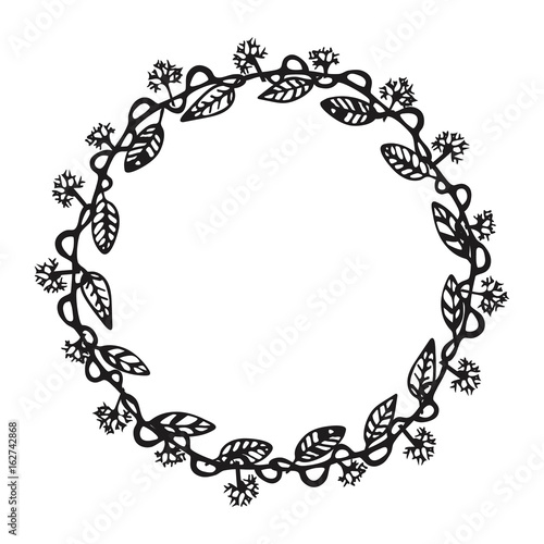 Hand drawn wreath. Floral design