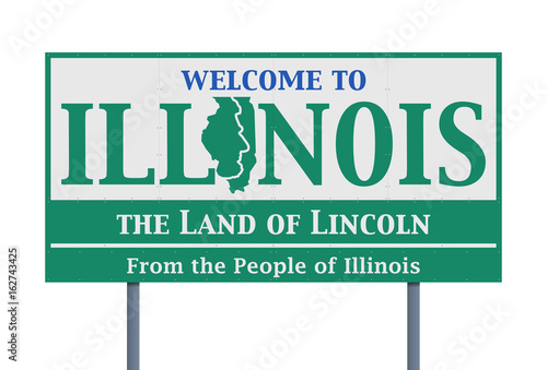 Welcome road sign of the state of Illinois