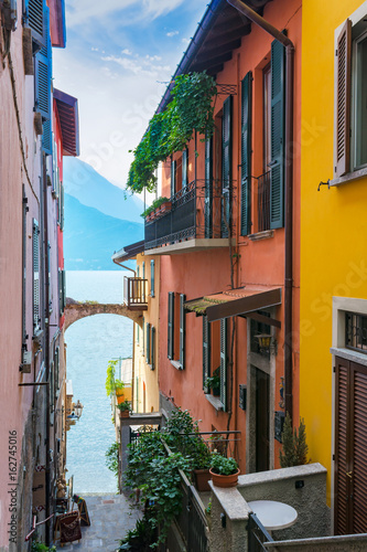 Colourful houses in Varenna, Lago di Como, Italy photo