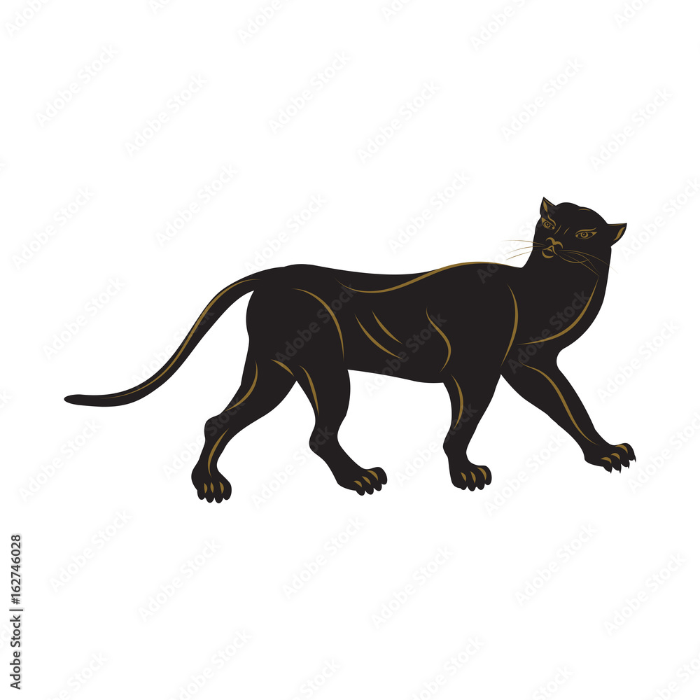 Fototapeta premium Panther black isolated on white background art creativity vector