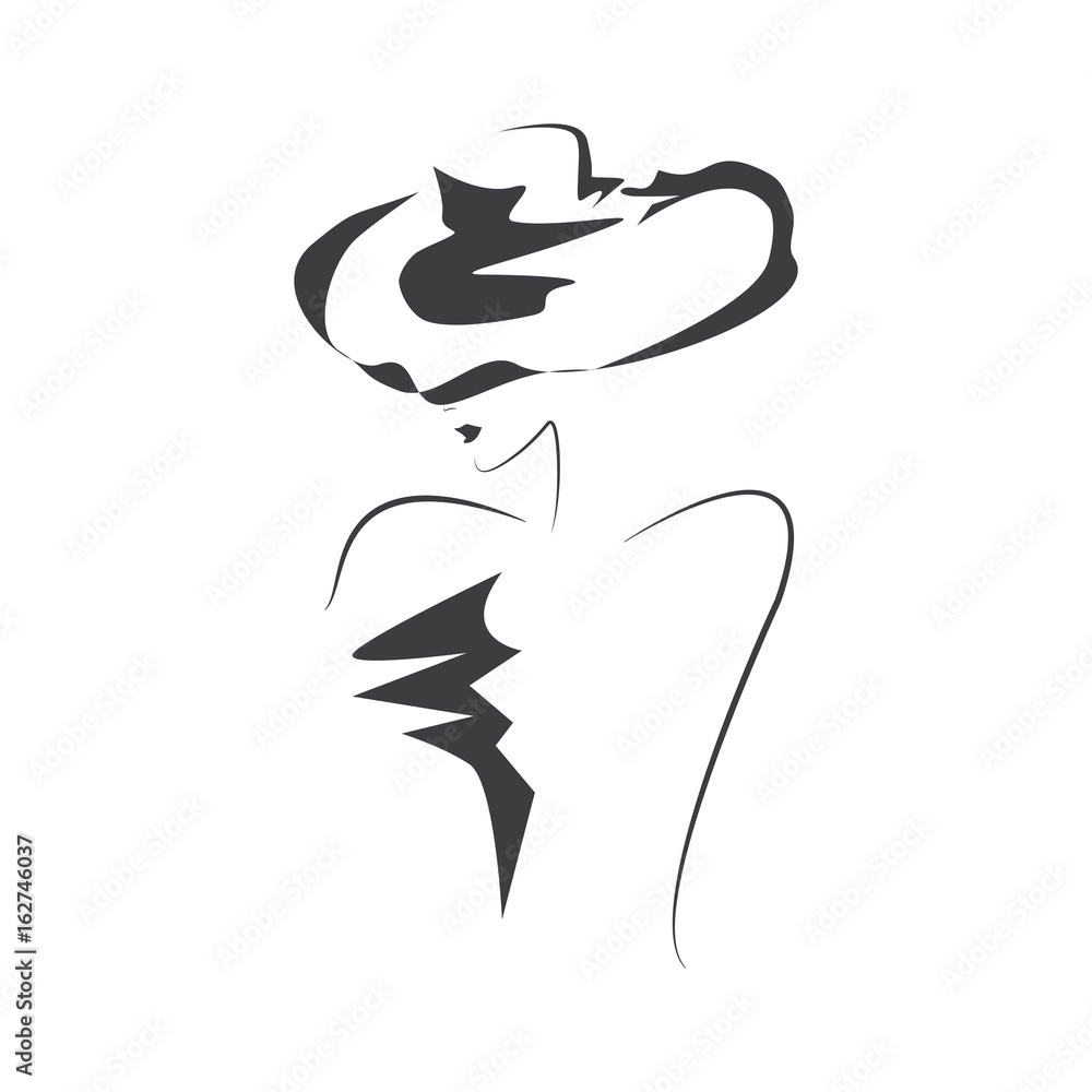 Female silhouette, sketch stock illustration. Illustration of line -  28076551