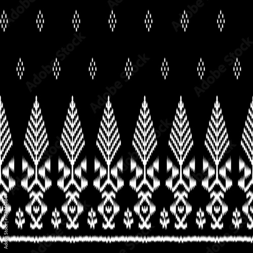 Ikat border design ,black and white, Vector illustration