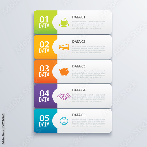 5 infographic tab index banner design vector and marketing template business. Can be used for workflow layout, diagram, annual report, web design. Business concept with steps processes.