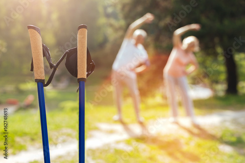 Selective focus of professional walking poles