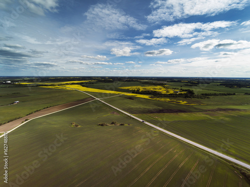 Aerial wiev of Latvian countryside, Tukums area.