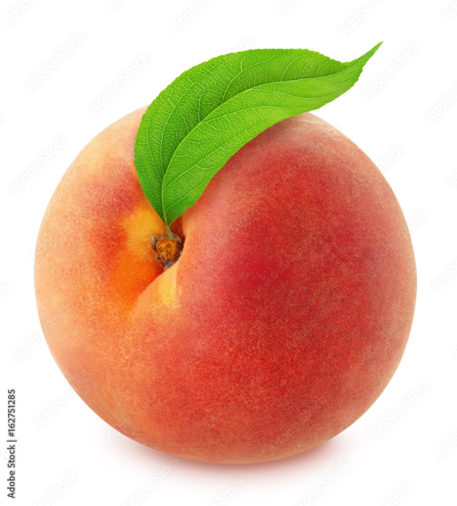 Fototapeta Peach with leaf. Full depth of field.