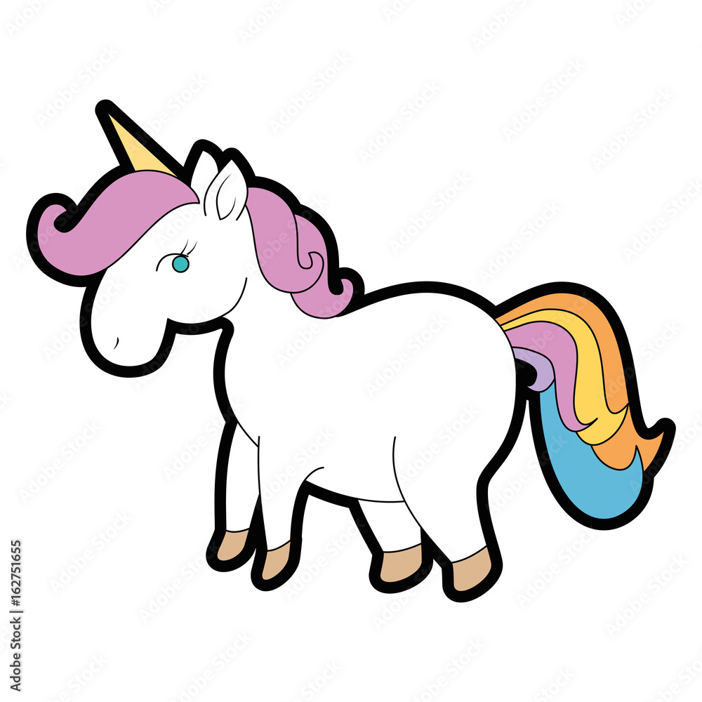 Fototapeta premium Cute unicorn cartoon icon vector illustration graphic design