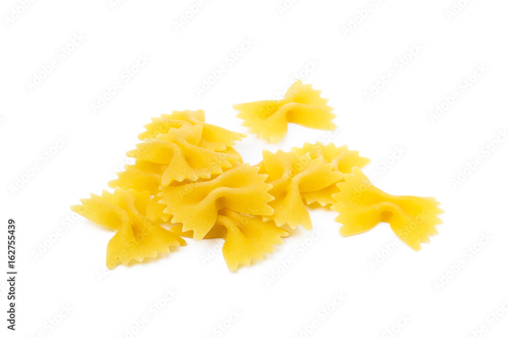 Traditional farfalle pasta isolated on a white background Traditional farfalle pasta isolated on a white background