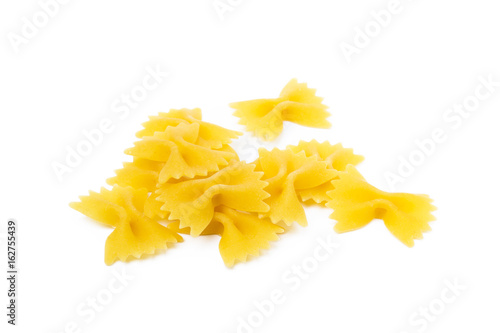 Traditional farfalle pasta isolated on a white background