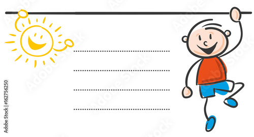 Strichfigur Kind mit Sonne Sticker Notiz