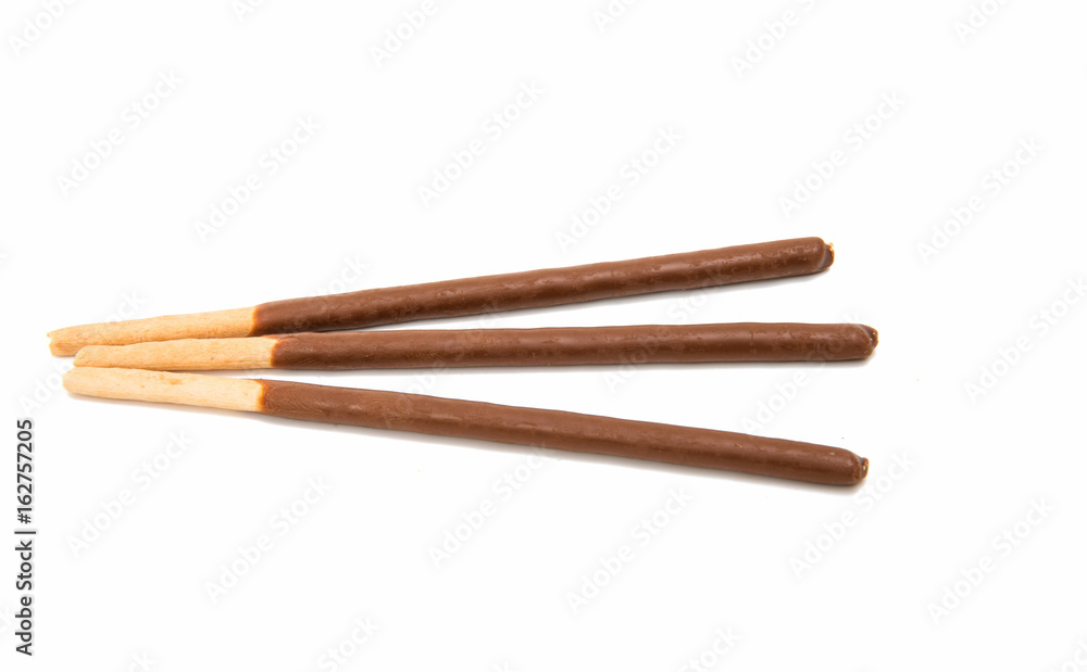 Biscuit sticks in chocolate isolated Biscuit sticks in chocolate isolated