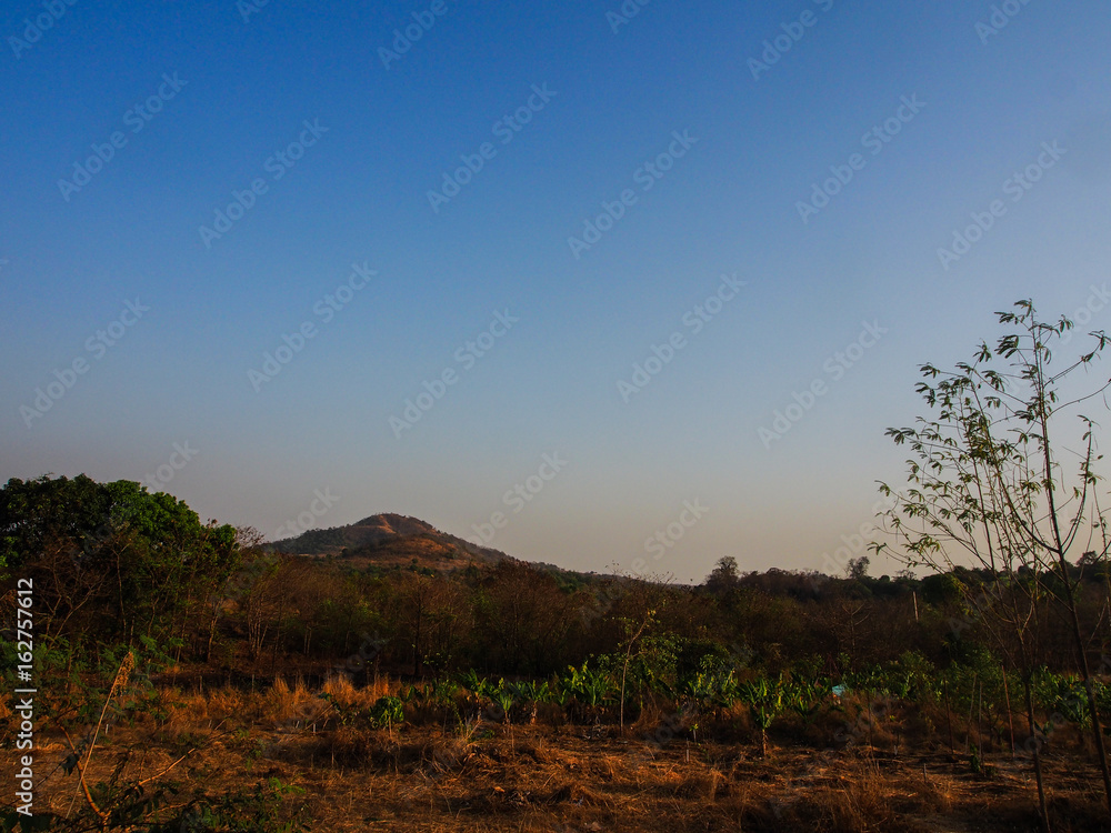 Naklejka premium Dry landscape in Maharashtra, India