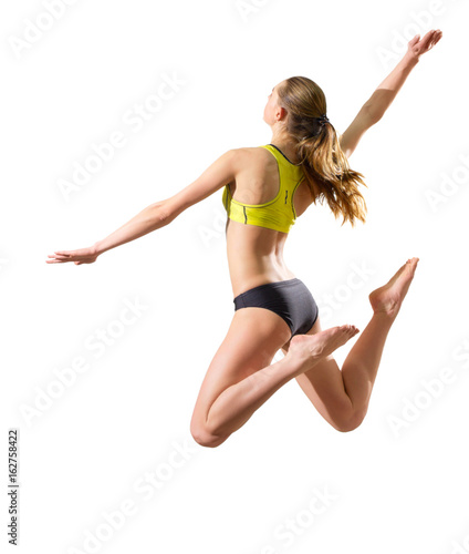 Young girl volleyball player isolated (ver without ball and net)