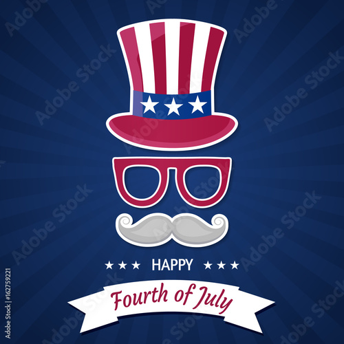 Happy Independence Day USA. Fourth of July. Patriotic attributes, party invitation. Vector illustration EPS10.