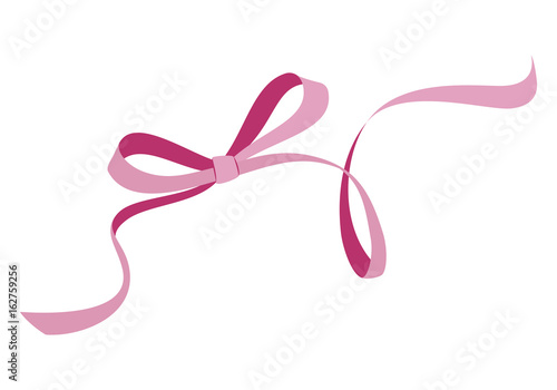 Pink ribbon bow isolated on white background vector illustration.