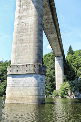 Very tall concrete bridge supports