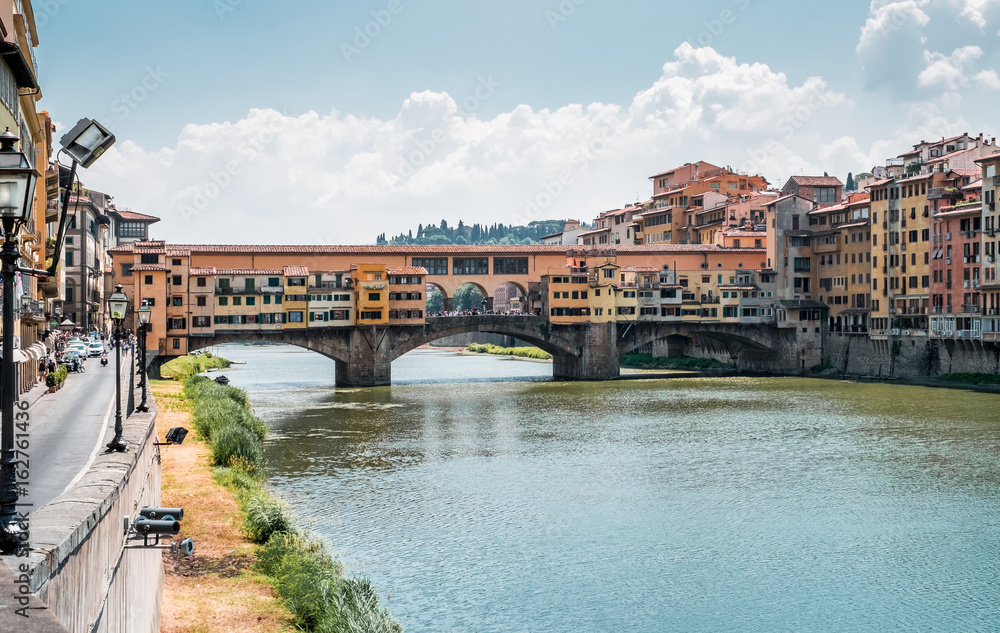 The east side of Ponte Vecchio (old bridge) in Florence Italy