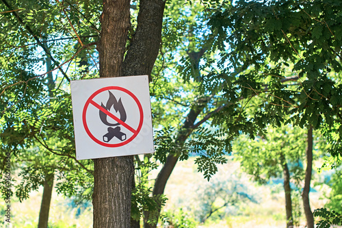 Obraz na płótnie No fire sign in a dry summer forest w salonie