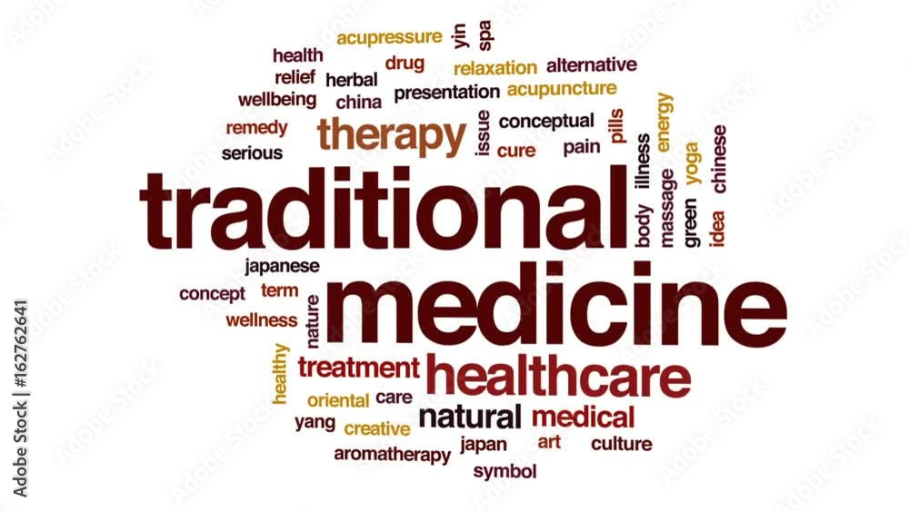 Traditional medicine animated word cloud, text design animation. Traditional medicine animated word cloud, text design animation.