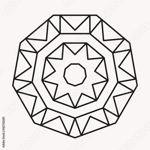 Simple Mandala Shape for Coloring. Vector Mandala. Floral. Flower. Oriental. Book Page. Outline.