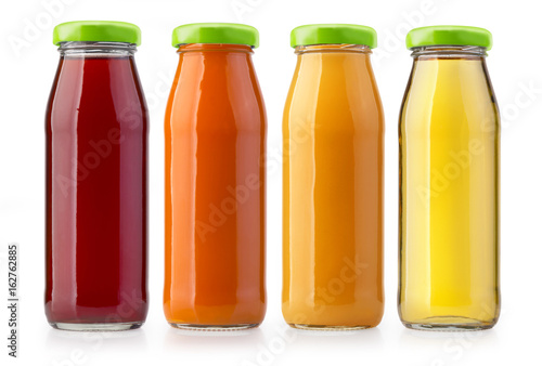 orange juice bottles isolated