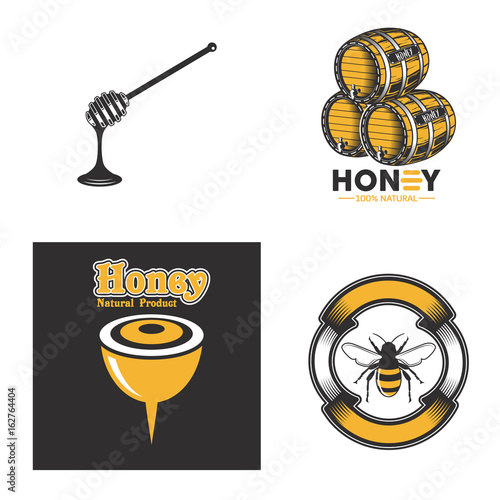 Set of vintage honey labels