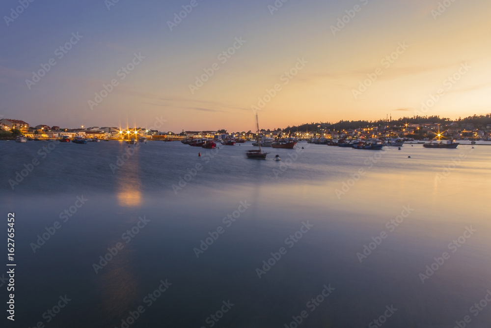 Illa de Arousa fishing town on the evening