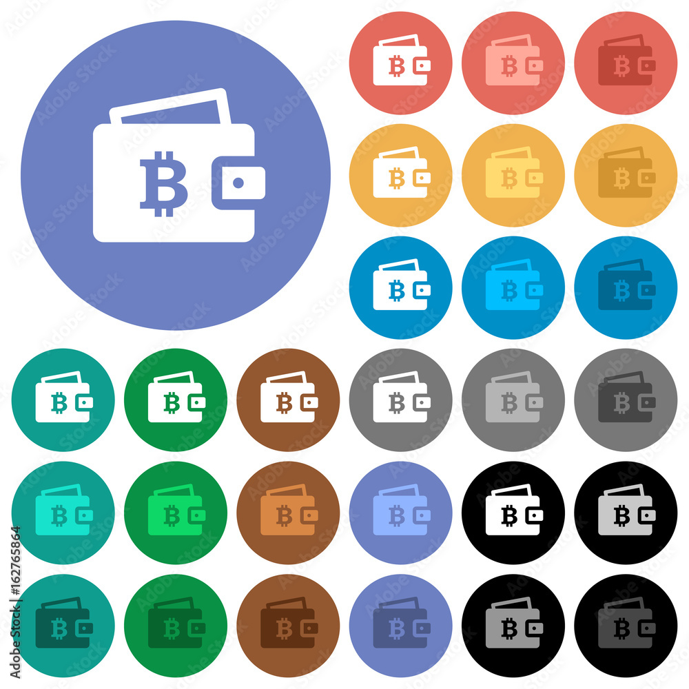 Bitcoin wallet round flat multi colored icons Bitcoin wallet round flat multi colored icons