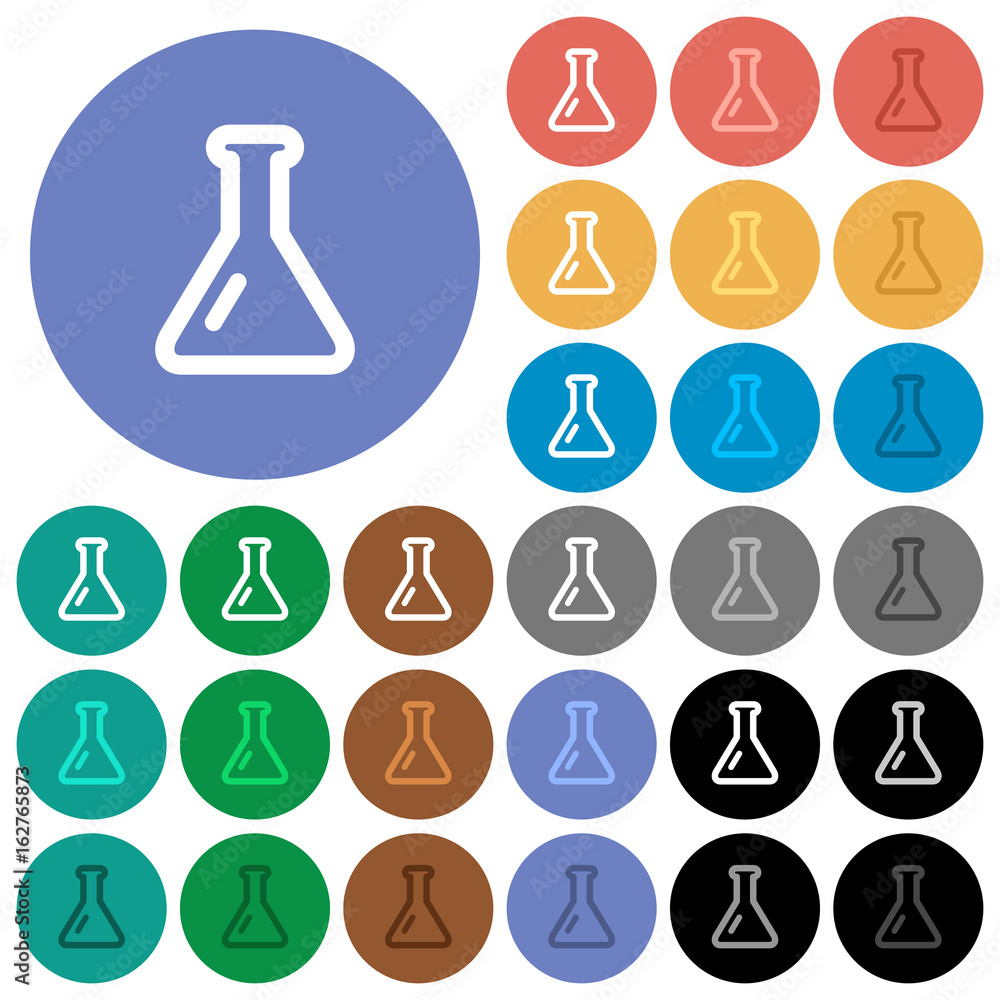 Empty flask round flat multi colored icons Empty flask round flat multi colored icons
