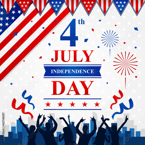 Modern Patriotic 4th Of July United States Of America Independence Day Celebration Illustration, Suitable For Social Media, Print, Background and Other Celebration Purpose