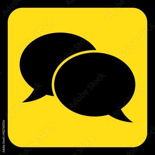 yellow, black sign - two speech bubbles icon