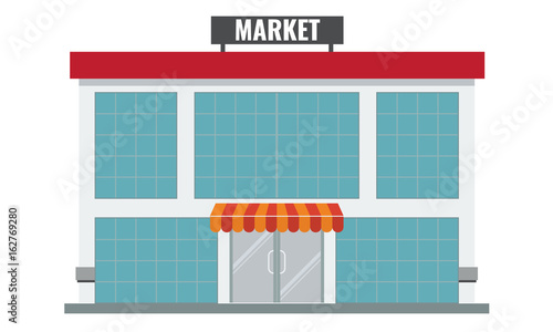 Shops and stores icon in flat and solid color design style. Vector