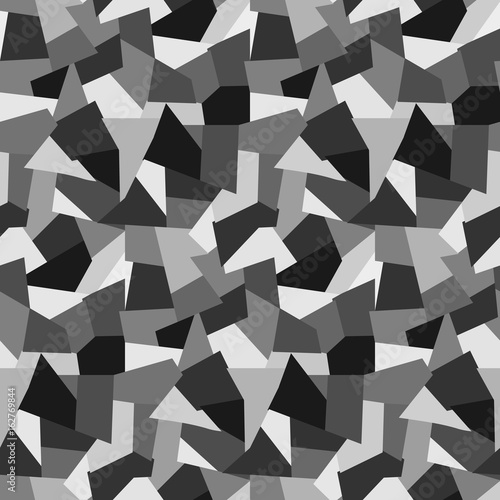 Abstract fashion gray polygons seamless pattern. Nice geometric vector texture with shades of gray for textile, backgrounds, wallpapers, wrapping paper, covers, banners