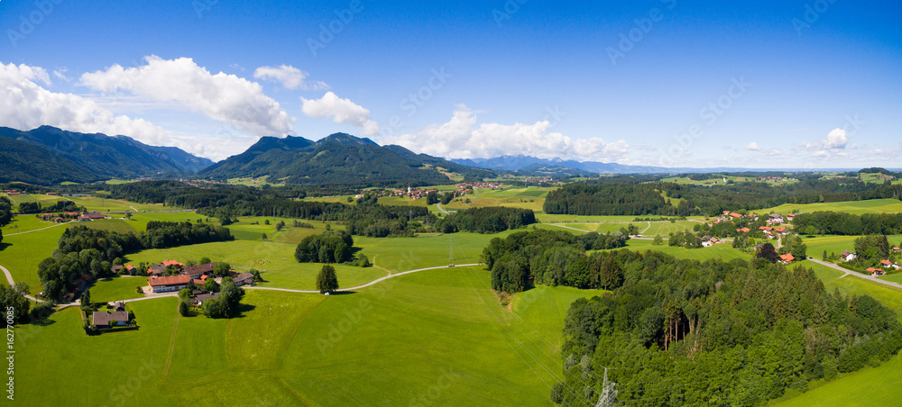 Aerial panorama: Bavaria in summer