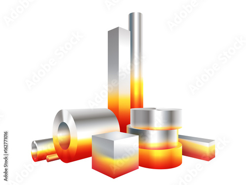 Group melt hot metal steel objects