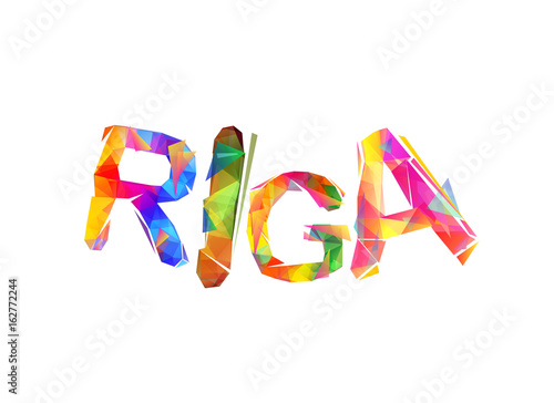 Riga city name. Trianguler letters