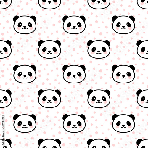 Fototapeta Naklejka Na Ścianę i Meble -  Cartoon Panda Seamless Pattern Vector