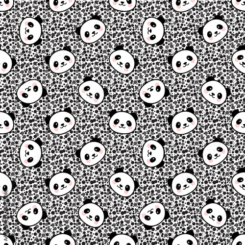 Fototapeta Naklejka Na Ścianę i Meble -  Cartoon Panda Seamless Pattern Vector